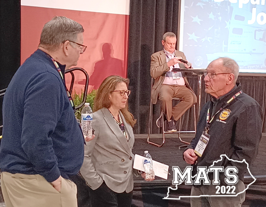 FMCSA’s Robin Hutcheson and Jack Van Steenberg with OOIDA’s Todd Spencer at MATS 2022