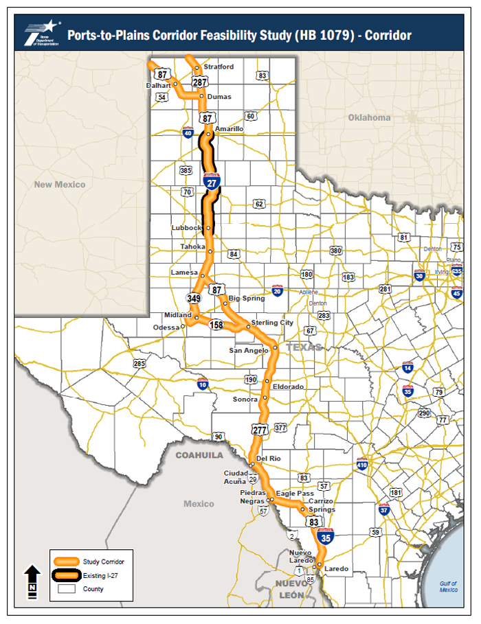 I-27 Ports-to-Plains corridor map from Texas DOT