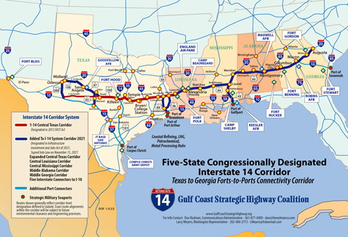 I-14 corridor map, courtesy Texas DOT