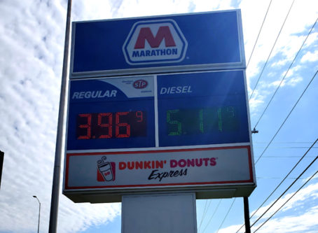 Diesel price March 28,, 2022, at Glendale, Ky., Petro. Photo by Marty Ellis