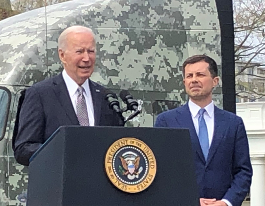 President Joe Biden and Transportation Secretary Pete Buttigieg outlined the White House's Trucking Action Plan on April 4. (Photo by OOIDA staff)