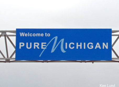 Welcome to pure Michigan sign on I-94 by Ken Lund