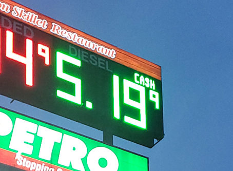Diesel price in Gaston, Ind. on Monday. Photo by Marty Ellis