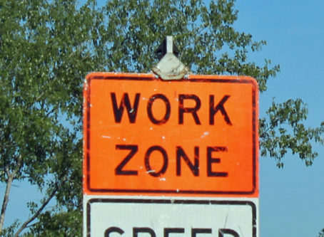 Work zone sign on I-70
