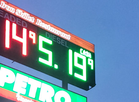Diesel prices in early April in Gaston, Ind. Photo by Marty Ellis