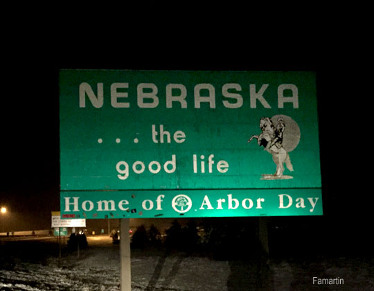 Nebraska- the good life sign. Photo by Famartin