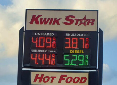 Diesel prices in Brooklyn, Iowa, earlier this week. Photo by Marty Ellis, OOIDA