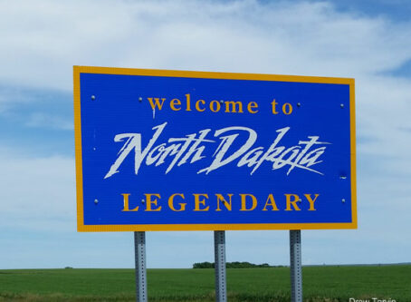 Welcome to North Dakota Legendary sign. Photo by Drew Tarvin