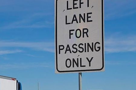 left lane for passing only sign