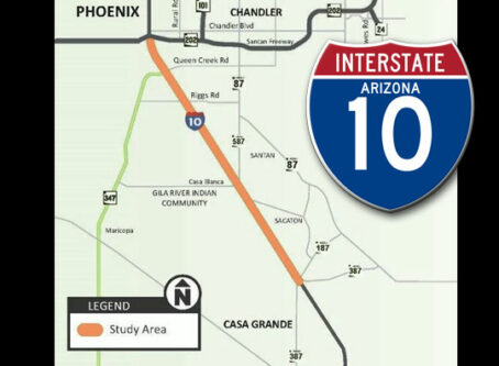 Temporary left lane restriction for trucks on I-10 in Arizona