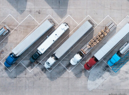 Aerial view of truck parking, image by artiom.photo
