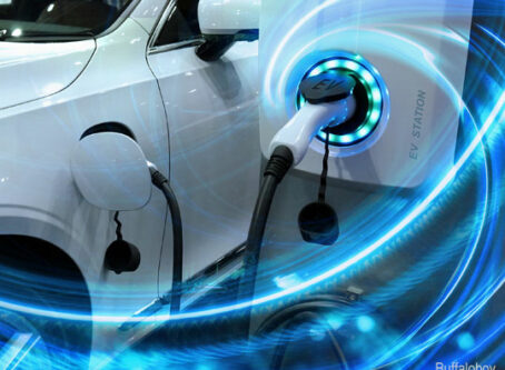 Electric vehicle charging. Graphic by Buffaloboy