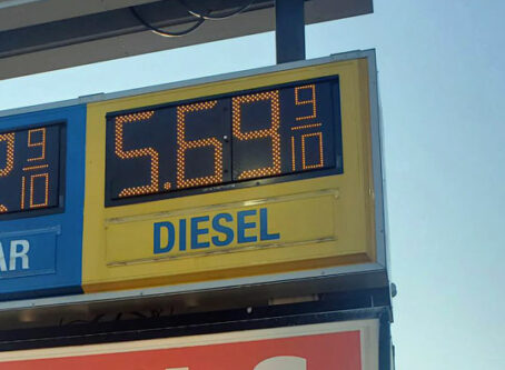 Diesel prices July 1, 2022, in Mathews, o. Photo by Marty Ellis, OOIDA