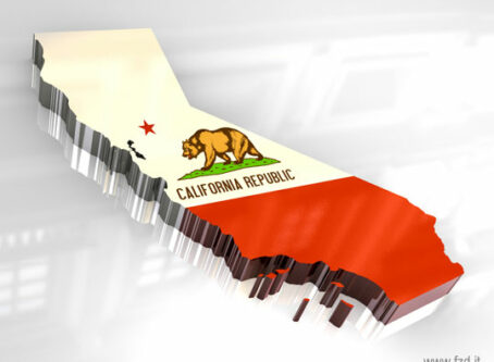 3-D flag map of California by www.fzd.it