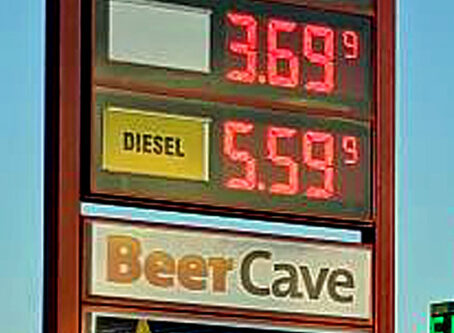 Diesel price in Matthews, Mo., in early July. Photo by Marty Ellis, OOIDA