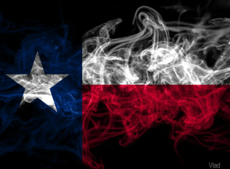 Texas flag, smoke. Graphic by Vlad