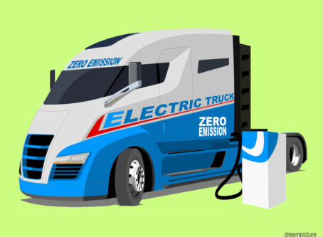 Zero-emission electric truck graphic by Dreampicture