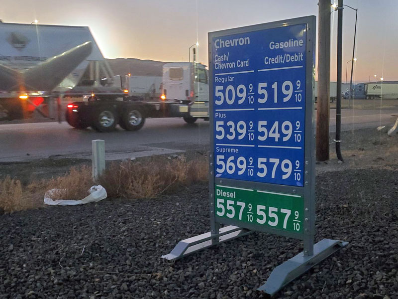 Diesel prices in Huntington, Ore., on Aug. 15, 2023. Photo by Marty Ellis for OOIDA.