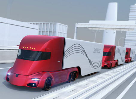 Truck platooning, autonomous vehicles. Graphic by chesky