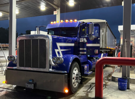 Truck at diesel pump at Truck World. Photo by Marty Ellis