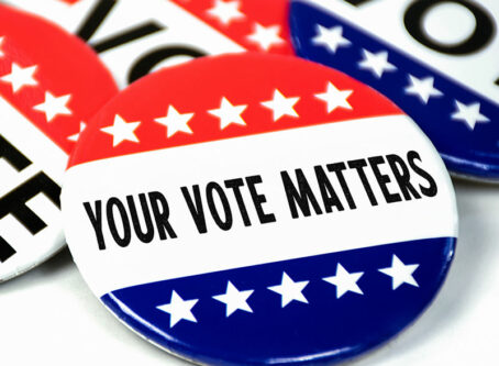 Vote election buttons, Your Vote Matters button. Image by Driftwood