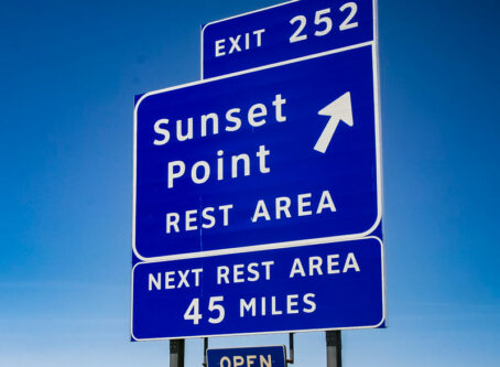 Sunset Pint Rest Area sign, Arizona DOT