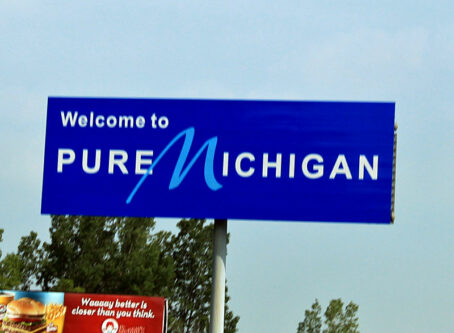 Welcome to Pure Michigan sign, photo by Dwight Burdette