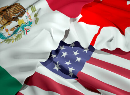 Flags of Mexico Canada and USA Image by wetzkaz