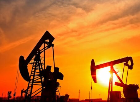 Oil jacks, sunset, energy outlook