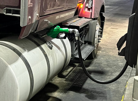 diesel truck filling up in Sparks< Nevada. Photo by Marty Ellis, OOIDA