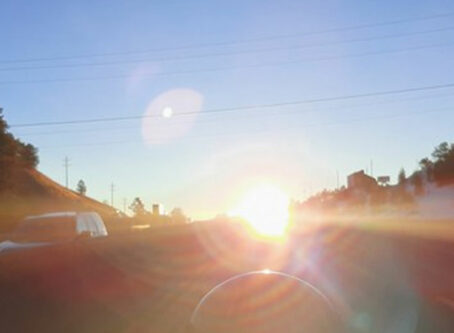 Sun glare on I-70. Photo by Sgt. Don Enloe, Colorado State Patrol