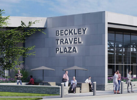 Architect rendering of Beckley Travel Plaza on the West Virginia Turnpike