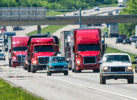 Cars, tractor-trailer traffic. Image by Carolyn Franks