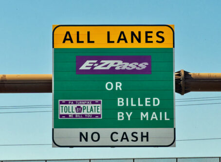E-ZPass sign with Toll by Plate information, Pennsylvania. Photo by Rosemarie Mosteller