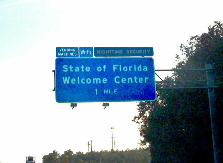I-95 Florida Welcome Center sign. Photo by DanTD