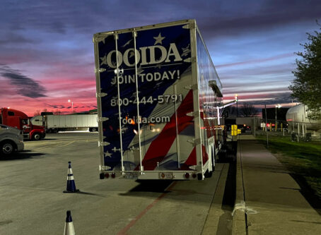the OOIDA tour trailer, the Spirit of teh American Trucker. Photo by Marrty Ellis