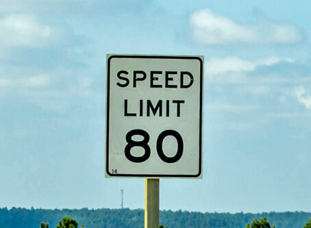 speed limit 80 mph sign on interstate 90 in wyoming. photo by mtatman