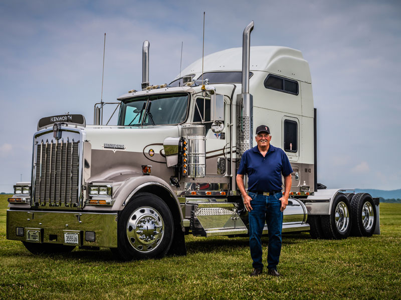 Driver Chris Koenig in front of the Kenworth 75th anniversary Limited Edition Kenworth W900L. Kenworth 2023 parade in Chillicothe, Ohio. Photos courtesy Kenworth Truck.