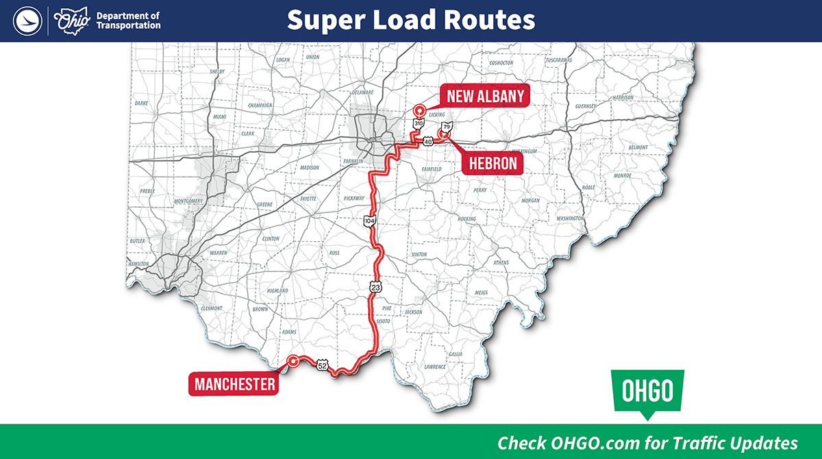 Ohio DOT superloads map